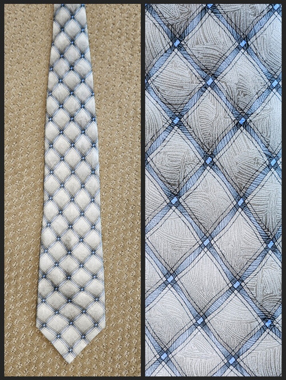 G.D. Grateful Dead Nineteeth Set Rainbow Full Of Sound gray blue silk tie